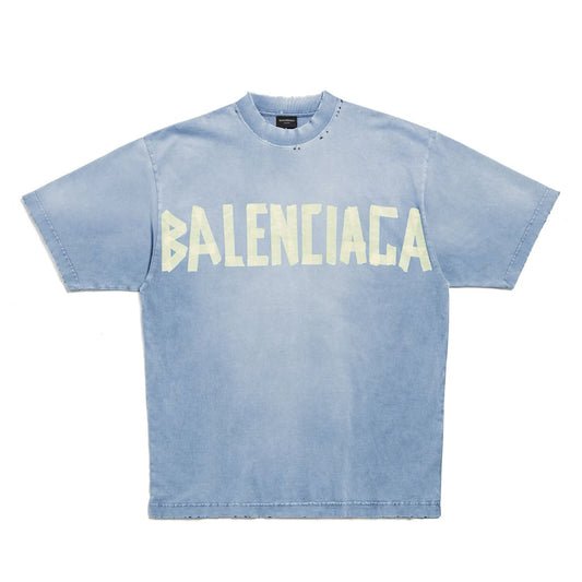 Balenciaga FW24 “Tape” Tee Shirt in Faded Blue